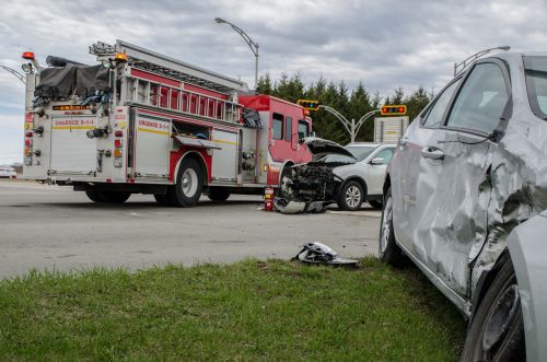 car crash with firetruck